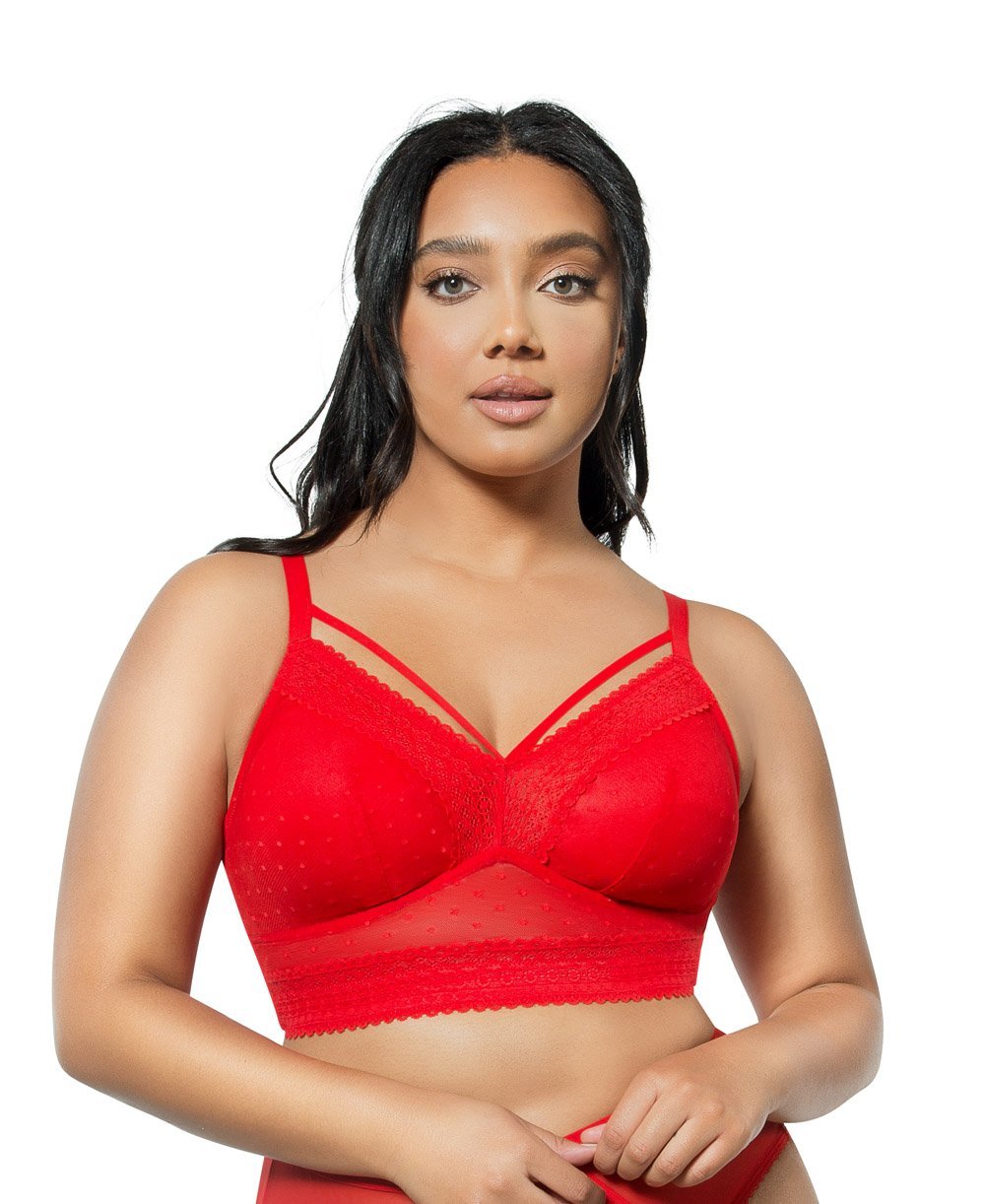 Parfait Mia Dot Wire Free Padded Mesh Bralette Racing Red