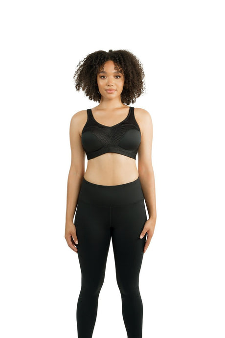 Parfait Bras Parfait Power Fit Unlined Moderate Impact Sports Bra - Black W/ Pink Blush