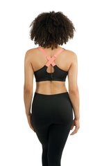 Parfait Bras Parfait Power Fit Unlined Moderate Impact Sports Bra - Black W/ Pink Blush