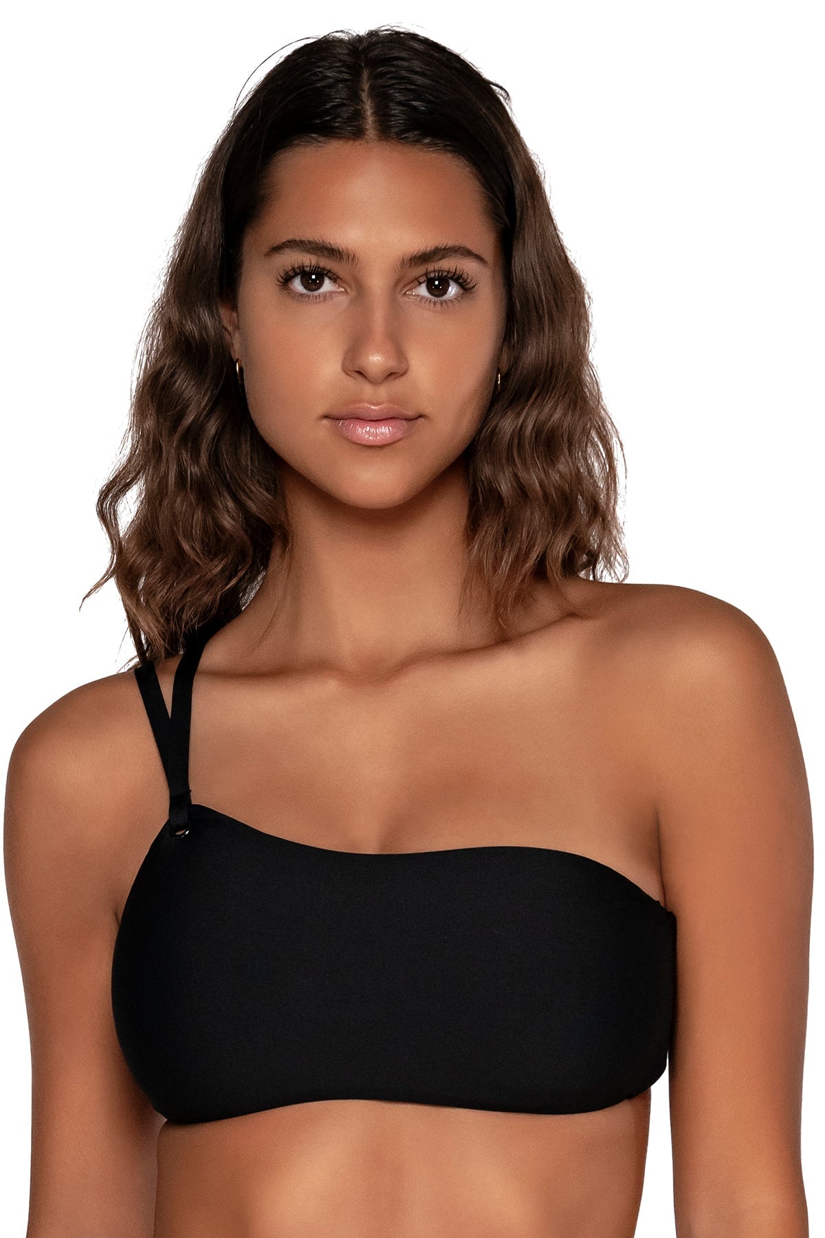Swim Systems &quot;Brands,Swimwear&quot; Swim Systems Black Reese One Shoulder Top