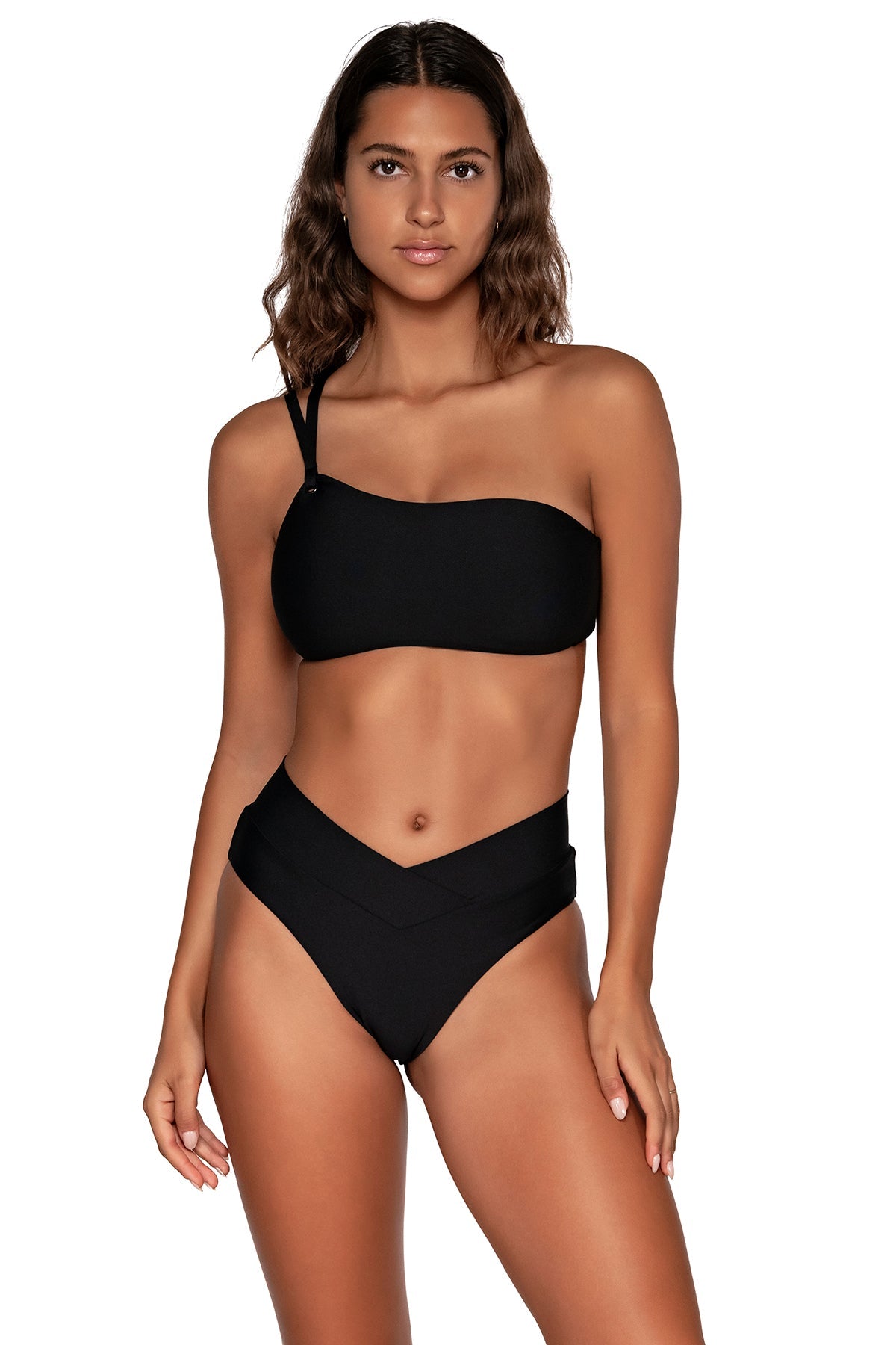 Swim Systems &quot;Brands,Swimwear&quot; XS / BLACK / T521 Swim Systems Black Reese One Shoulder Top