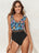 Trendsi Pastel  Blue / S Crisscross Ruffled Printed V-Neck One-Piece Swimwear