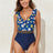 Trendsi Sky Blue / S Crisscross Ruffled Printed V-Neck One-Piece Swimwear