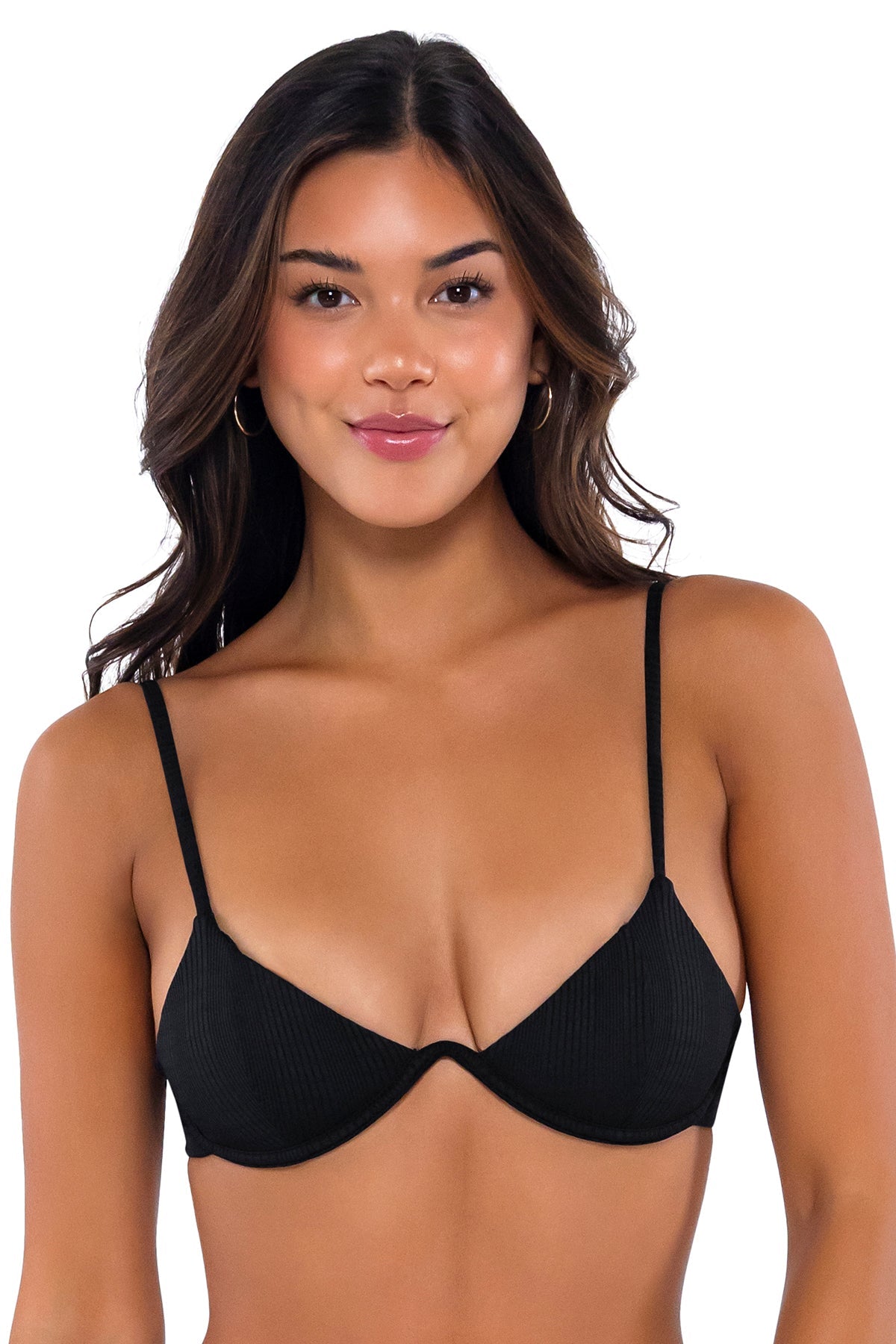 B Swim Black Baja Rib Macie Bikini Top