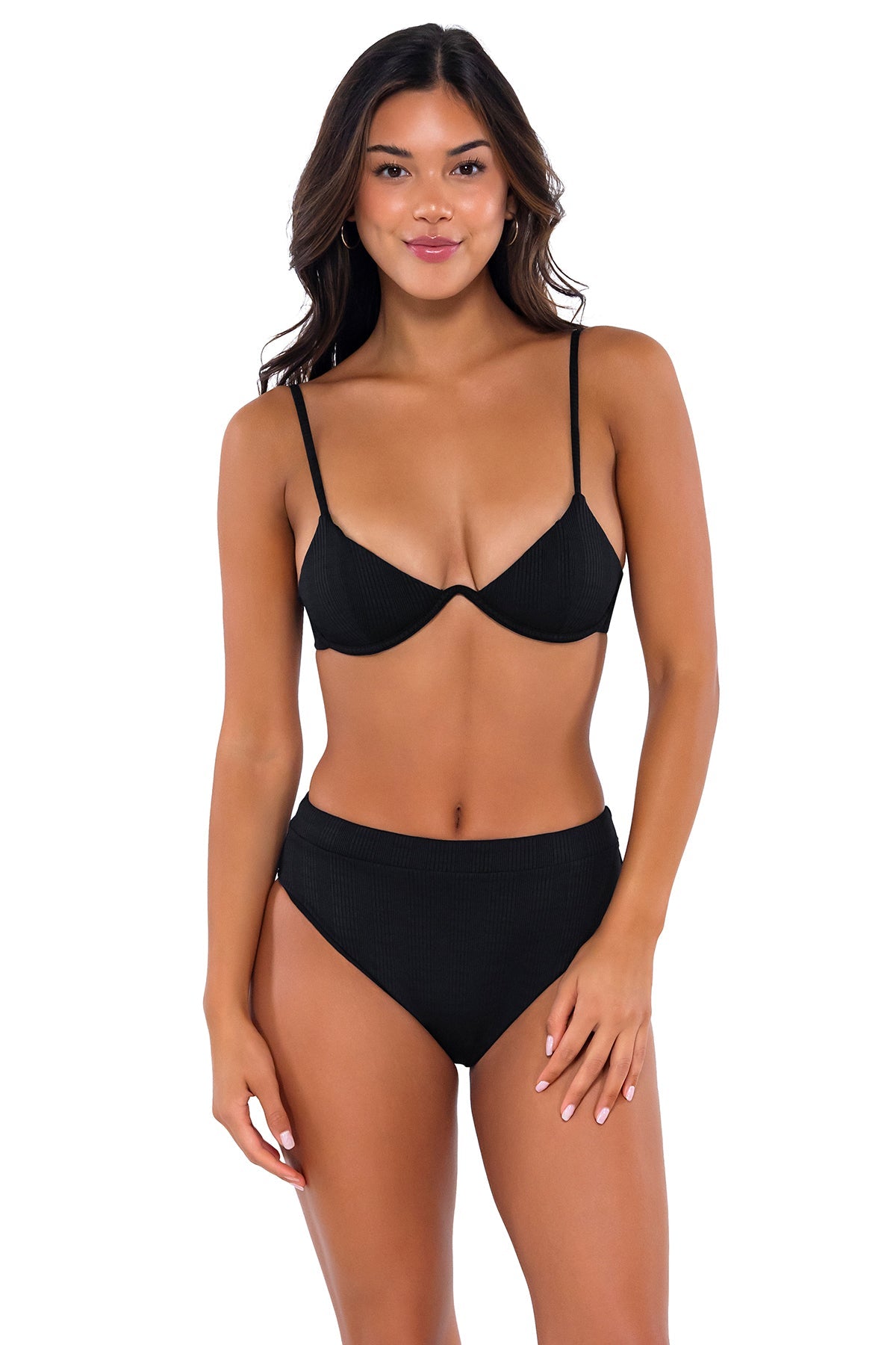 B Swim Black Baja Rib Margot Bikini Bottom