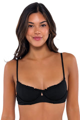 B Swim Black Baja Rib Lyra Bikini Top