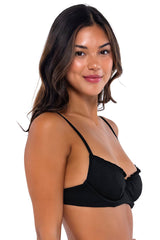 B Swim Black Baja Rib Lyra Bikini Top