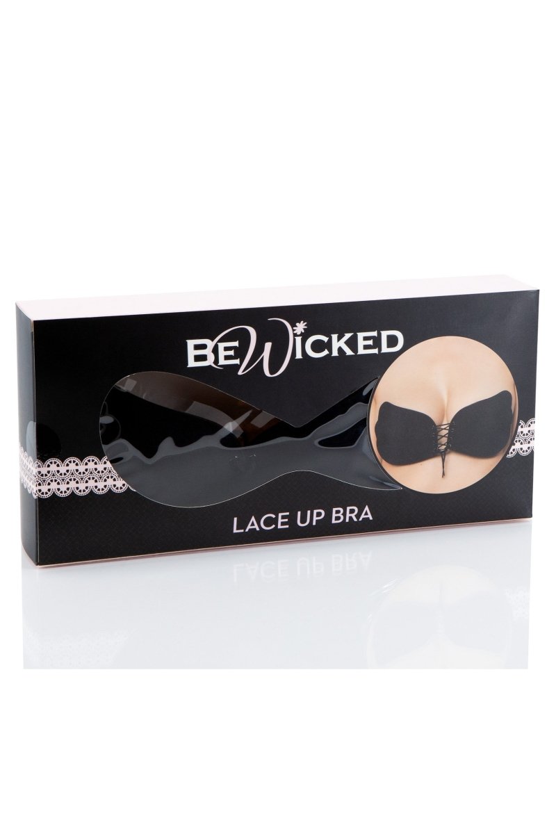 Be Wicked Adhesive Bra Black / A/S BWXB071BK Microfiber Tie Up Bra -