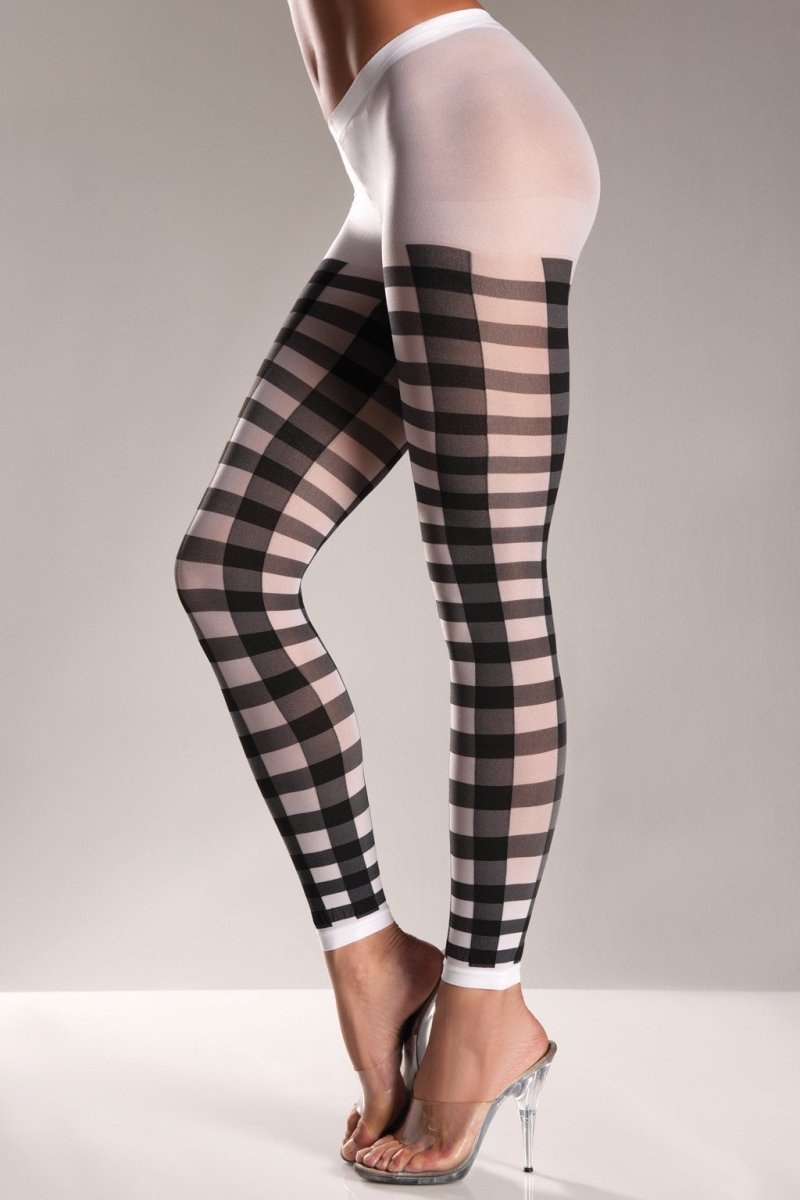 Black Checker Patterned Pantyhose