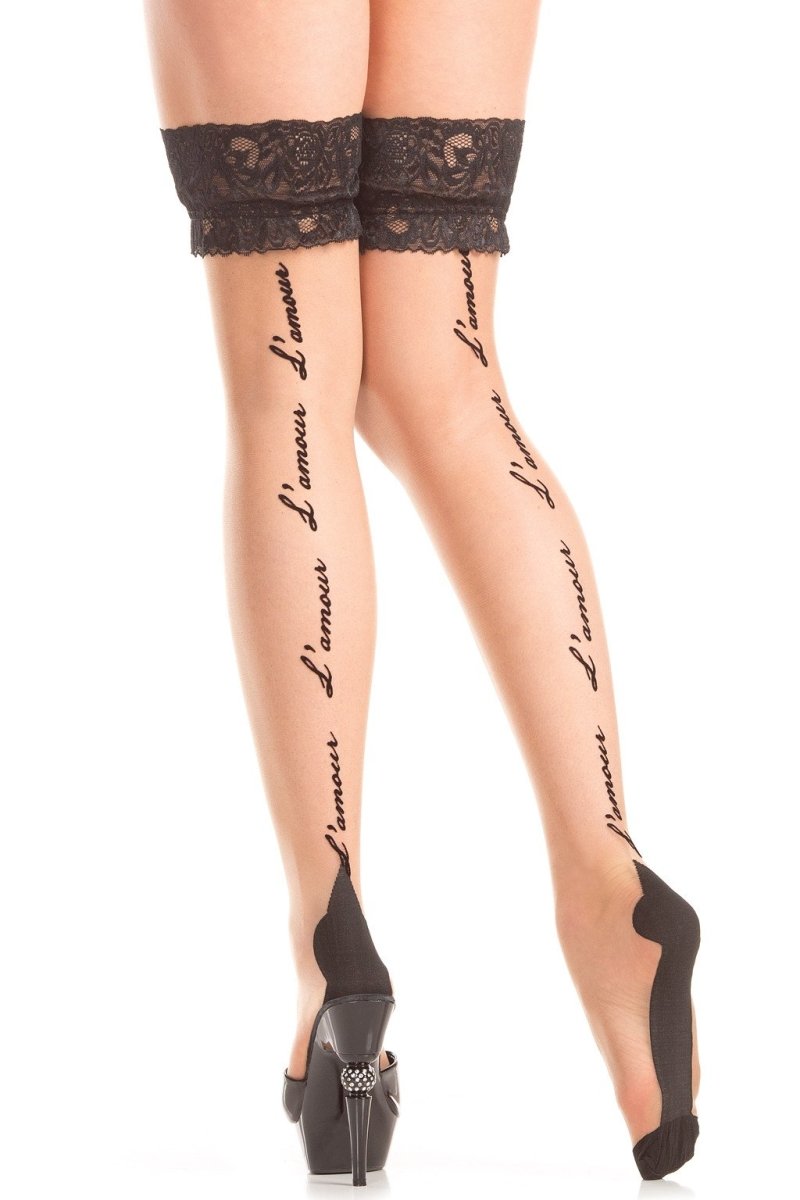 Be Wicked Hosiery Nude / One Size BW796 L'Amour Thigh Highs