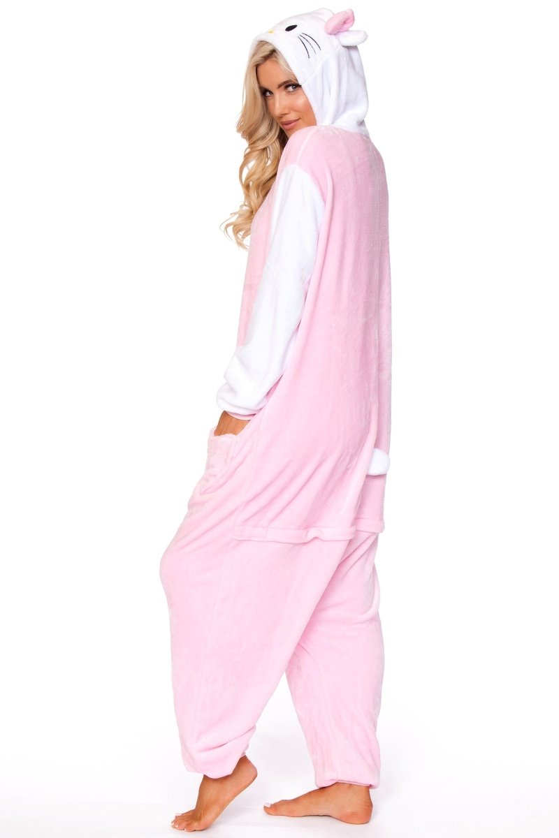 Be Wicked Sleepwear Pink/White / M C1816 KITTY CAT Adult Onesie