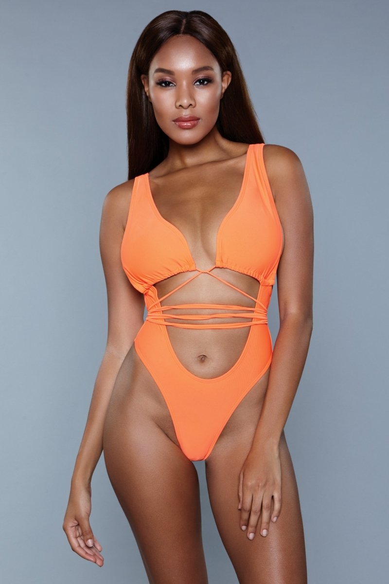Be Wicked Swimwear Orange / M Makayla Front Thong Bikini Swimsuit 1982