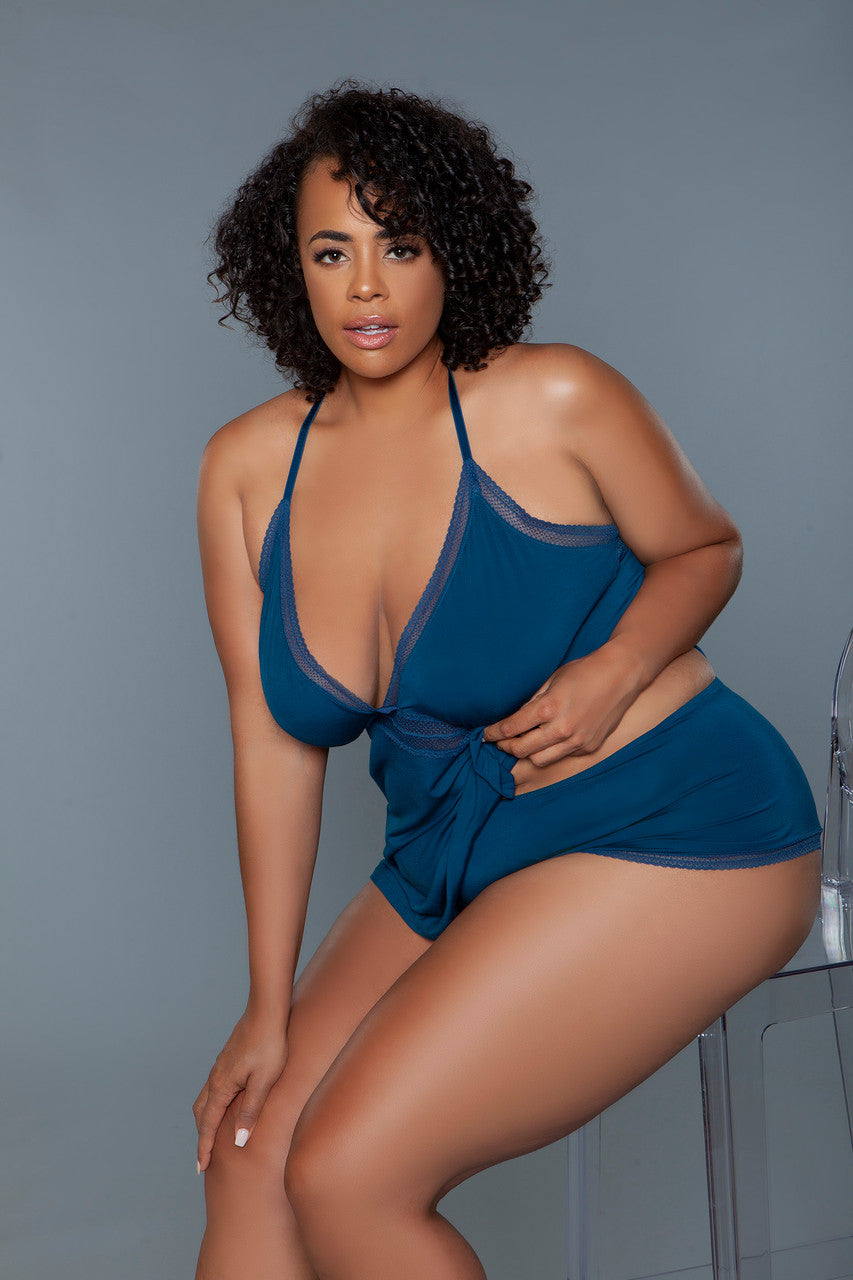 BeWicked Curve Lingerie 2251P Piper Cami Set Deep Royal