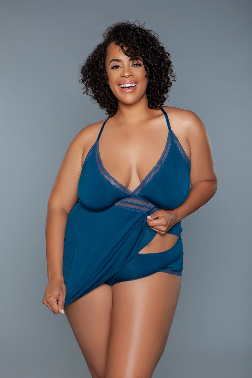BeWicked Curve Lingerie 2251P Piper Cami Set Deep Royal