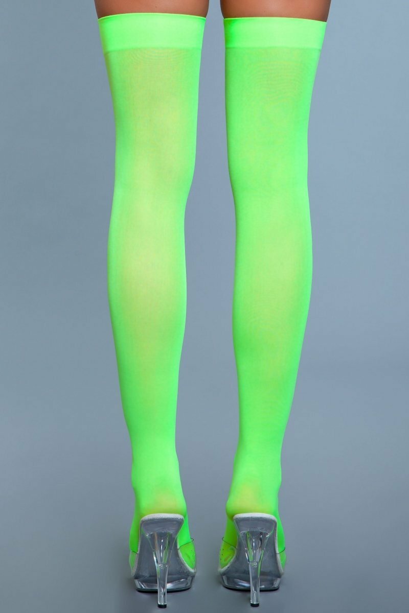 BeWicked Hosiery Neon Green / O/S 1932 Opaque Nylon Thigh Highs Neon Green