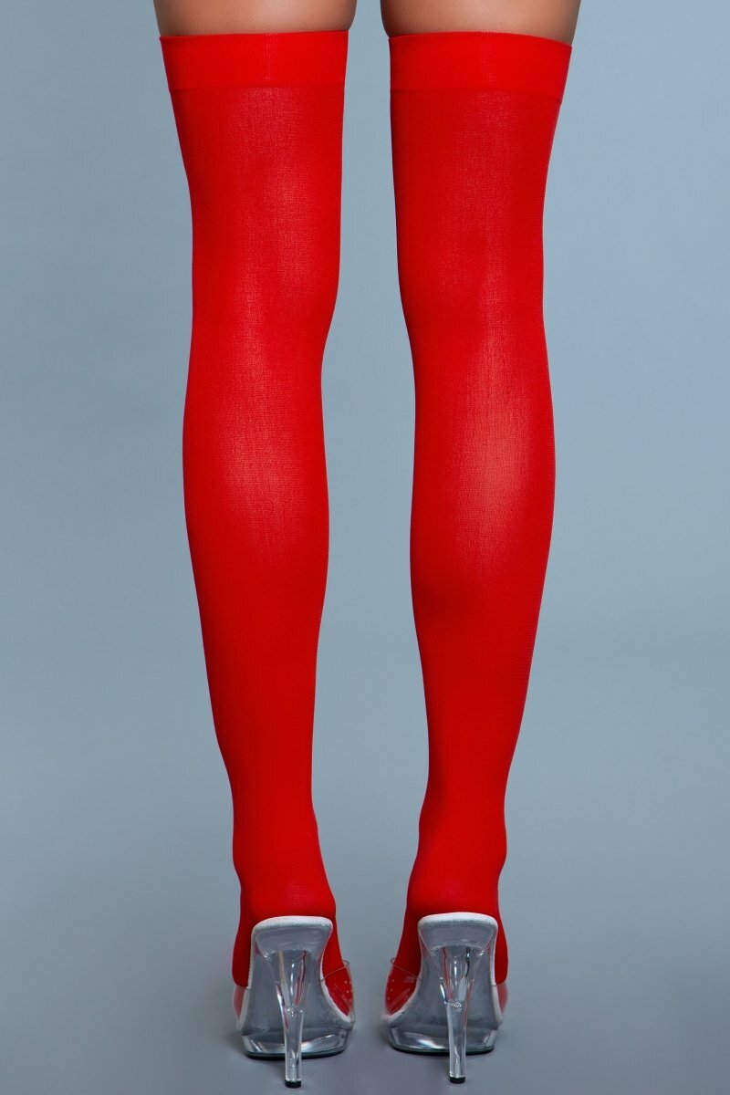 BeWicked Hosiery Red / O/S 1932 Opaque Nylon Thigh Highs Red