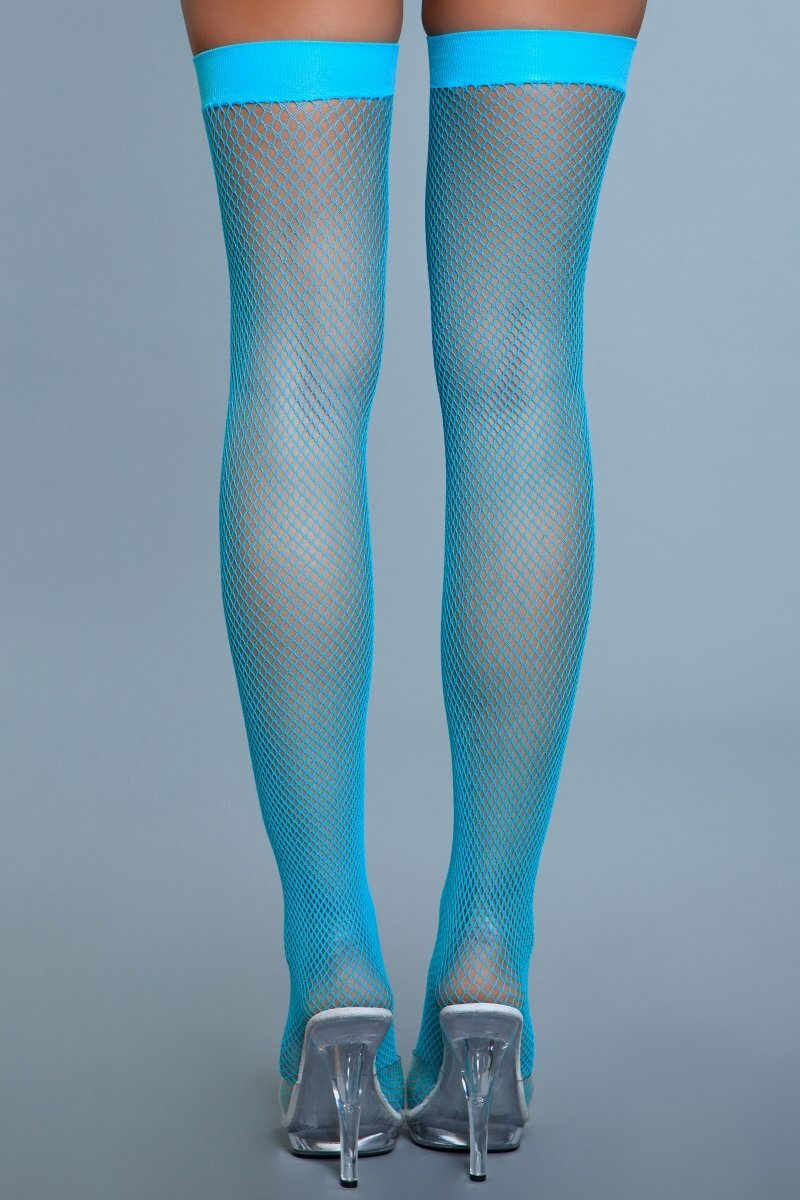 BeWicked Hosiery Turquoise / O/S 1931 Nylon Fishnet Thigh Highs Turquoise