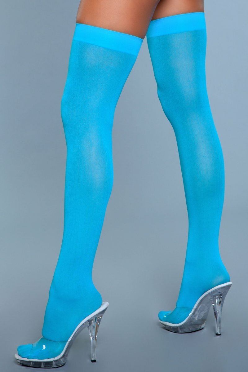 BeWicked Hosiery Turquoise / O/S 1932 Opaque Nylon Thigh Highs Turquoise