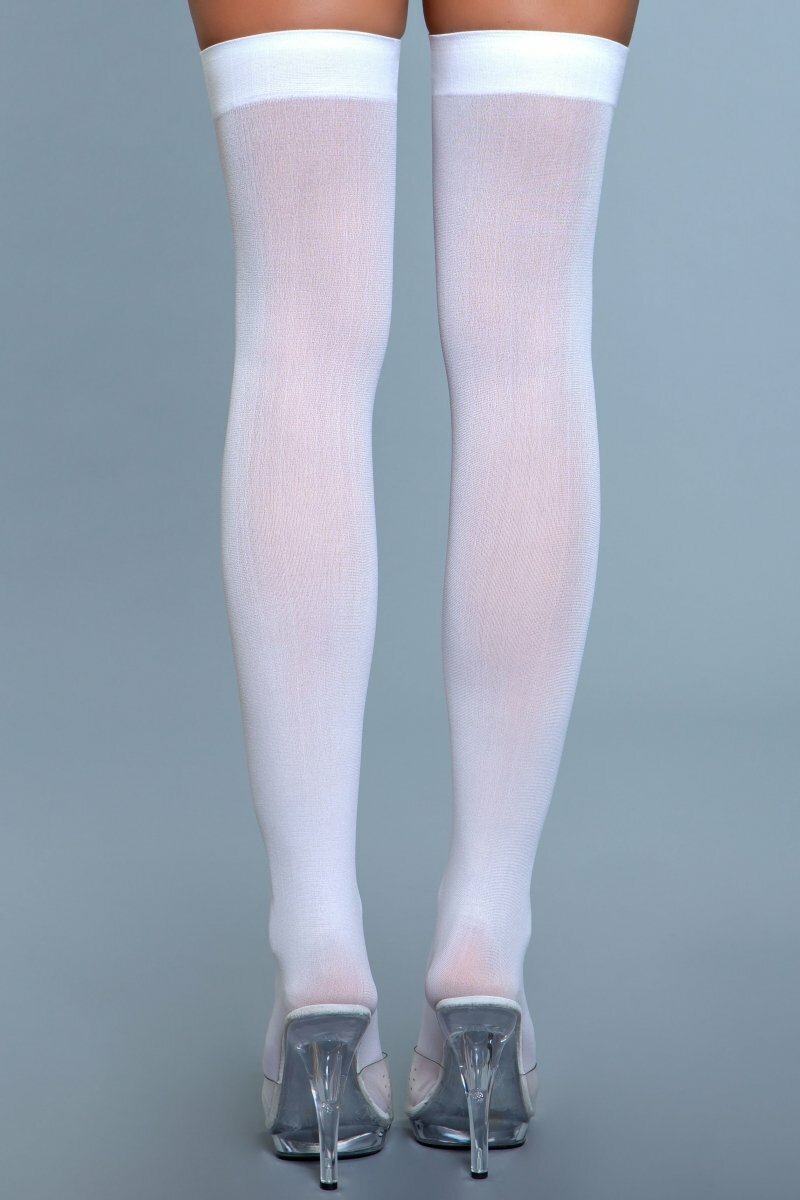 BeWicked Hosiery White / O/S 1932 Opaque Nylon Thigh Highs White