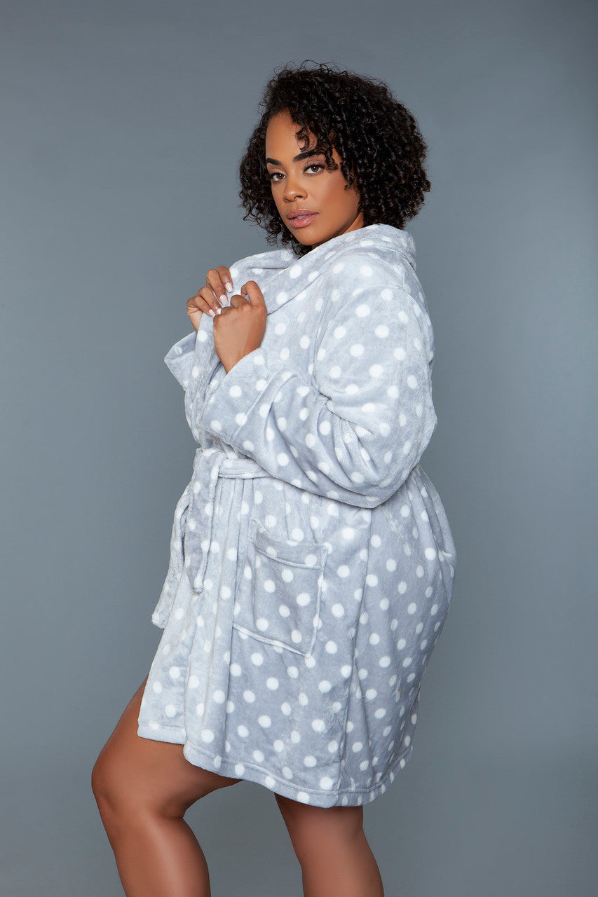 BeWicked Sleepwear Grey White / 2X/3X 2259 Kaylee Robe Grey White
