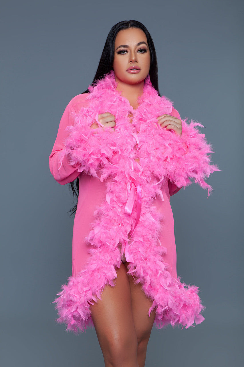 BeWicked Sleepwear BW834SNP Lux Robe Neon Pink