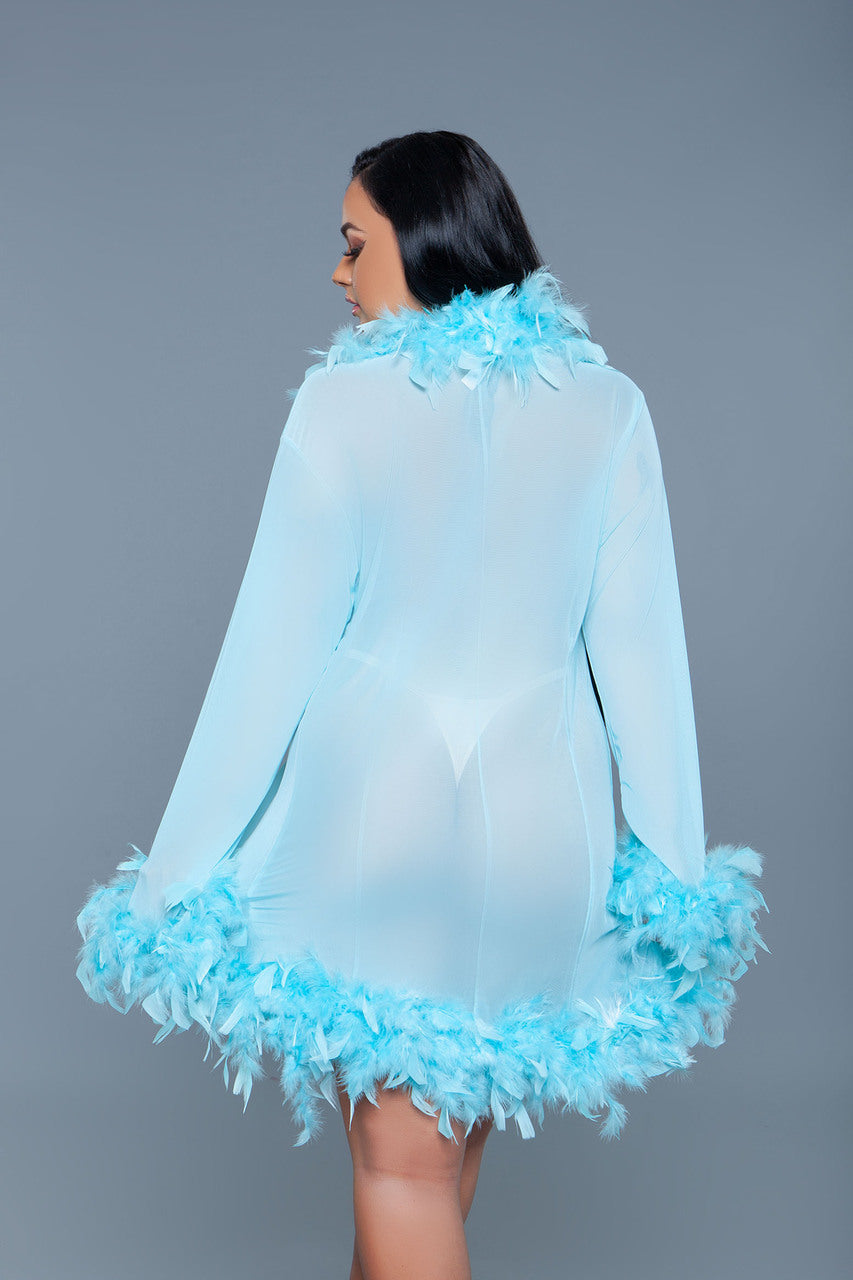 BeWicked Sleepwear BW834STUR Lux Robe Turquoise