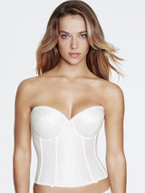 Dominique Corsets and Bustiers 32 / A / ivory Rachelle Satin Longline Bridal Bra 7750