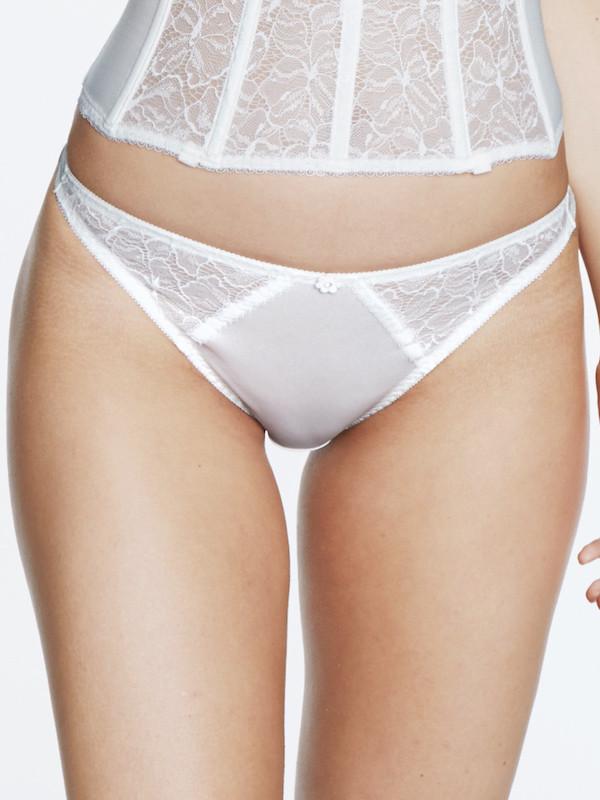 Dominique Panties S / ivory Lace Trimmed Bridal Thong Panties 349