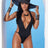 Elegant Moments Micro Bikini ONE SIZE / BLACK Melinda Front Thong Trashy Slutty Monokini Micro Bikini Swimwear