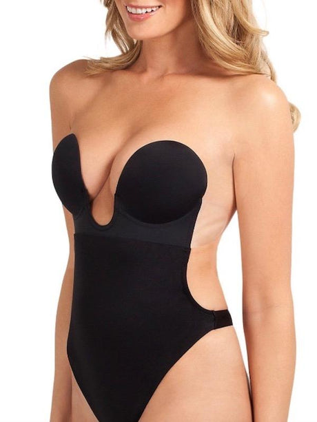 Fashion Forms Backless BodySuit S / BLACK U Plunge Strapless Backless Thong Bodysuit Shapewear