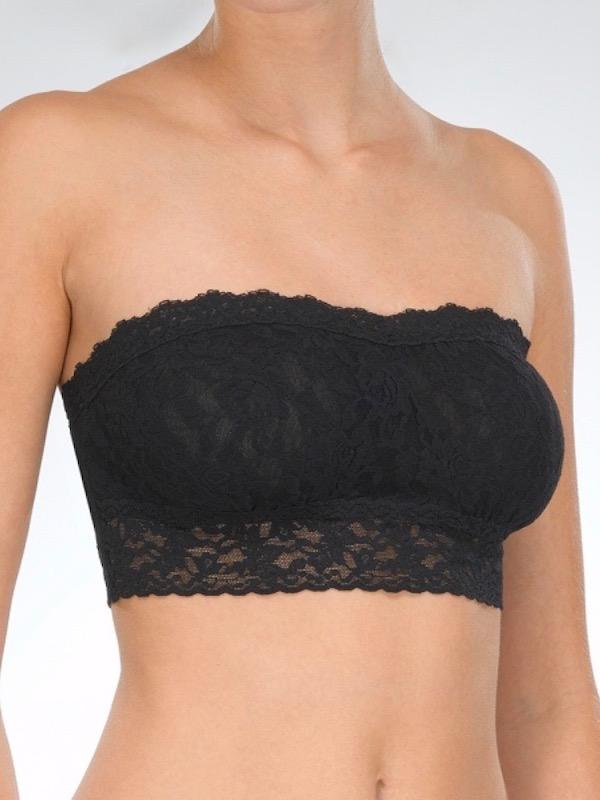 Hanky Panky Bandeau Bra S / Black Lace Lined Bandeau Bralette