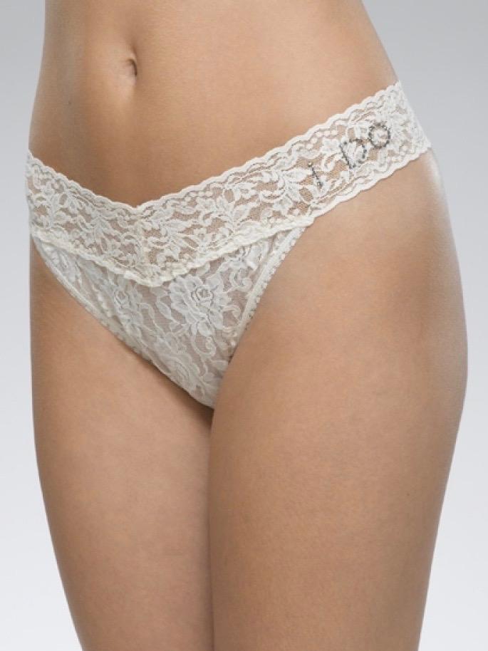 Hanky Panky Bridal Panties Hanky Panky I DO Original Rise Lace Thong with Swarovski® Crystals