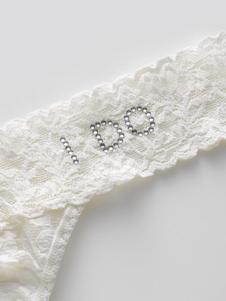 Hanky Panky Bridal Panties ONE SIZE / IVORY Hanky Panky I DO Original Rise Lace Thong with Swarovski® Crystals