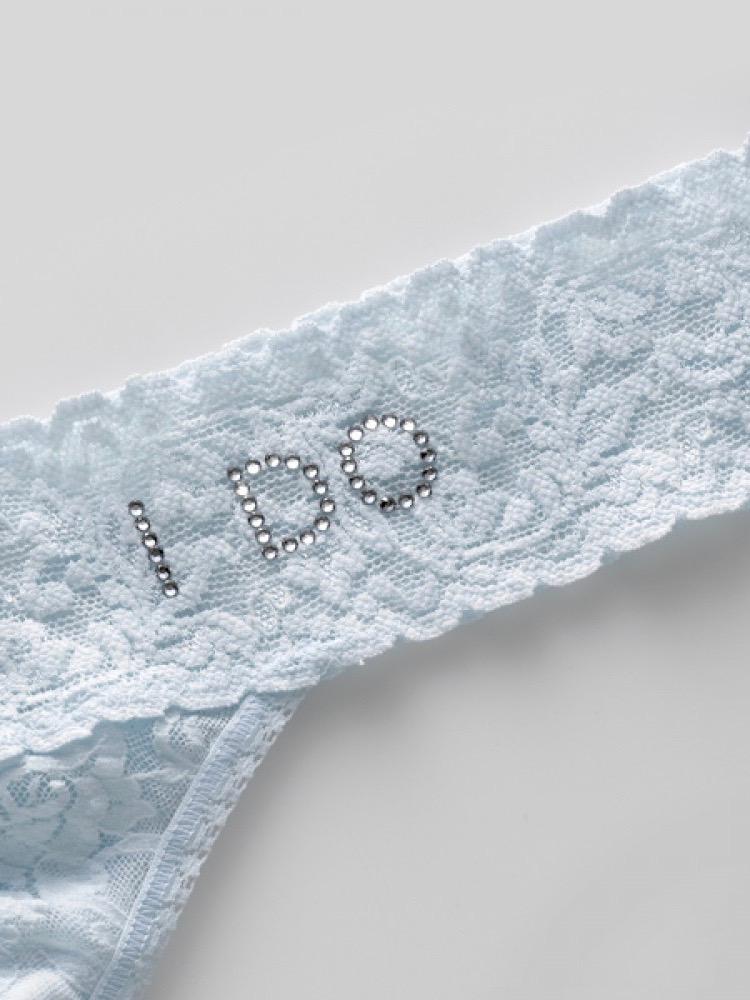 Hanky Panky Bridal Panties ONE SIZE / POWDER BLUE Hanky Panky I DO Original Rise Lace Thong with Swarovski® Crystals