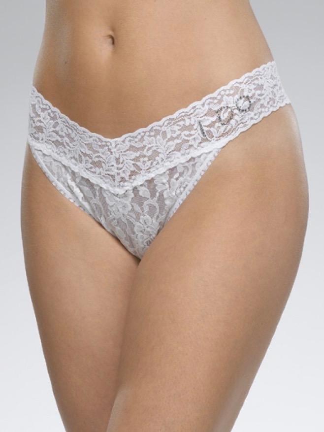 Hanky Panky Bridal Panties ONE SIZE / WHITE Hanky Panky I DO Original Rise Lace Thong with Swarovski® Crystals