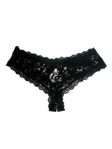 Hanky Panky Crotchless Panties S / Black Sexy Sheer Lace Keyhole Crotchless Cheeky Panties