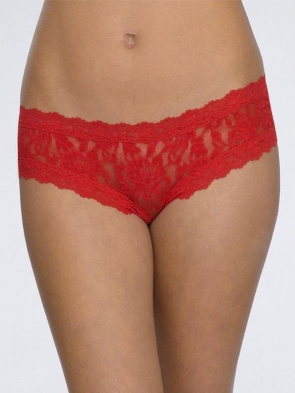 Hanky Panky Crotchless Panties S / Red Sexy Sheer Lace Keyhole Crotchless Cheeky Panties