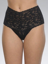 Hanky Panky Panties ONE SIZE / Black Retro High Waisted Sheer Lace Thong Panties