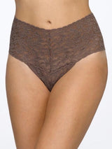 Hanky Panky Panties ONE SIZE / Cappuccino Retro High Waisted Sheer Lace Thong Panties