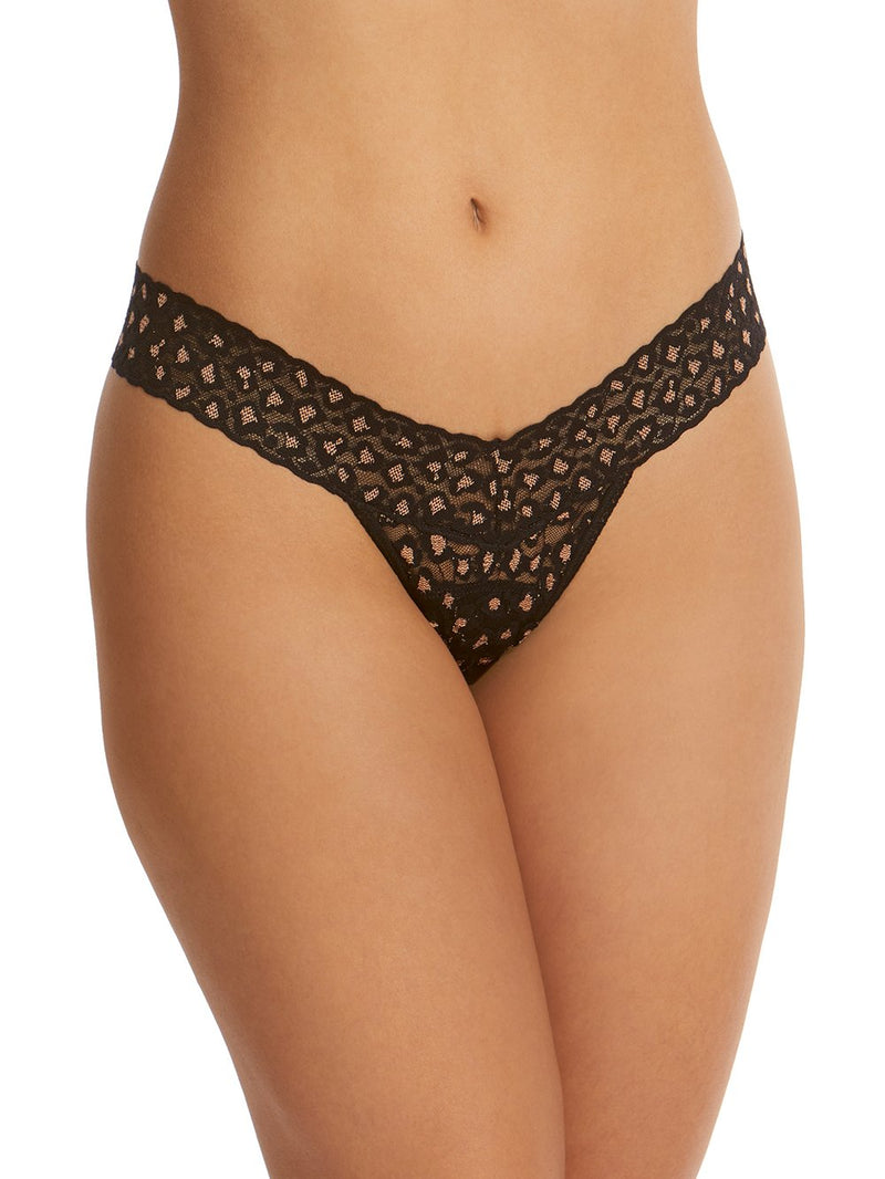 Hanky Panky Thong Blac/Pral / One Size Cross-Dyed Leopard Low Rise Thong