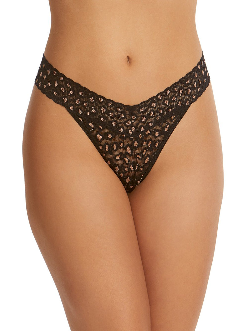 Hanky Panky Thong Blac/Pral / One Size Cross-Dyed Leopard Original Rise Thong