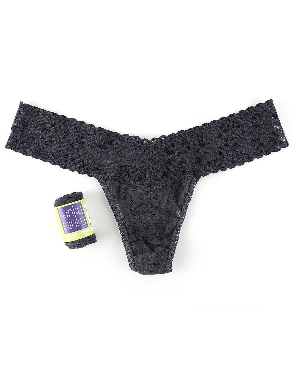 Hanky Panky Thong Granite / One Size Rolled Signature Lace Original Rise Thong