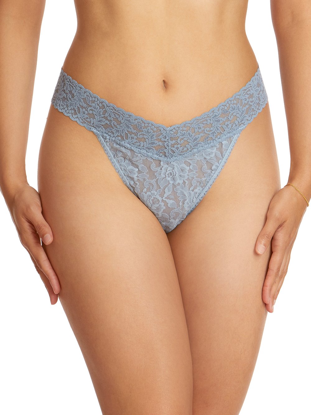 Hanky Panky Thong Grey Mist / One Size Signature Lace Original Rise Thong
