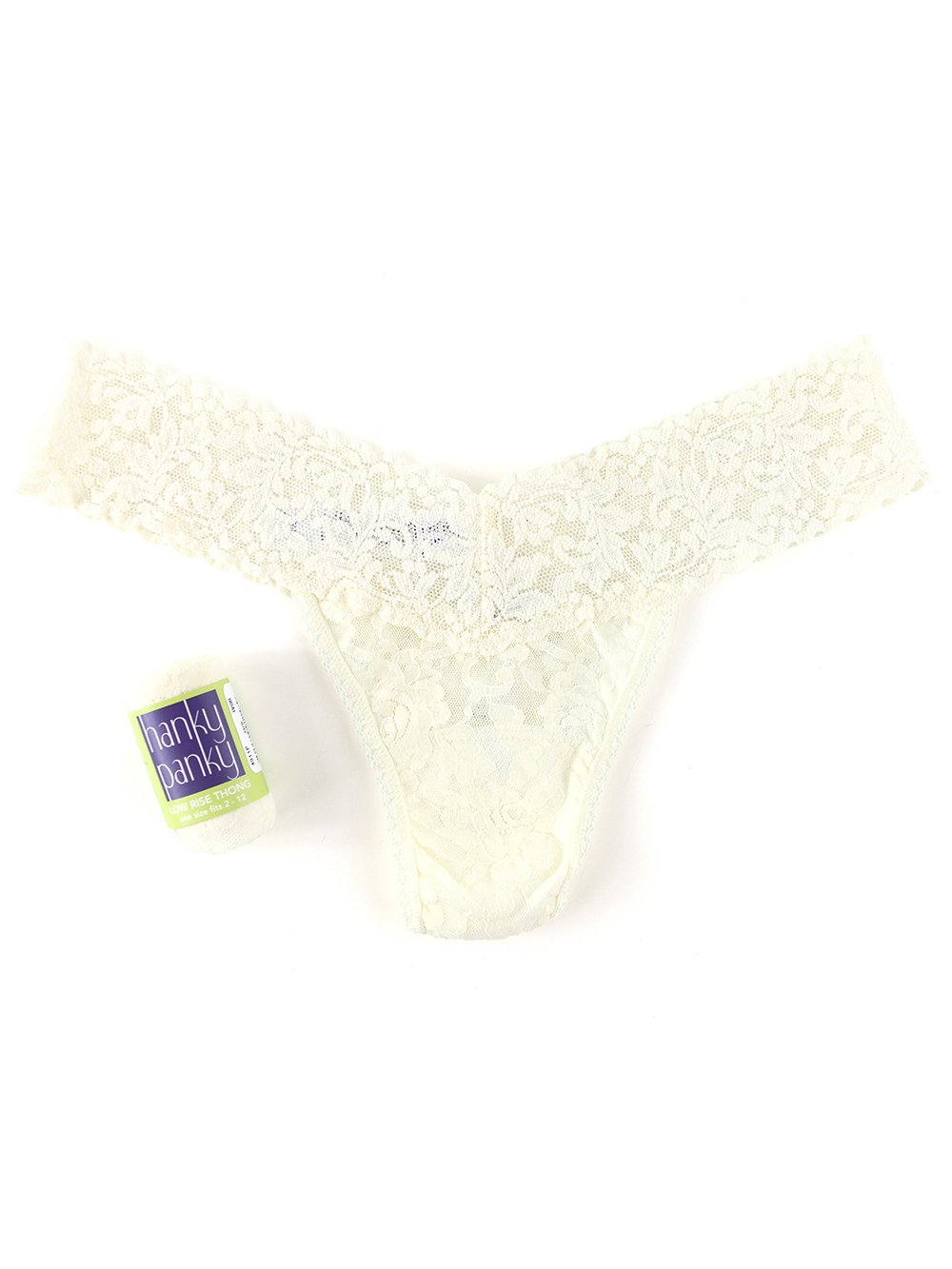 Hanky Panky Thong Ivory / One Size Rolled Signature Lace Original Rise Thong