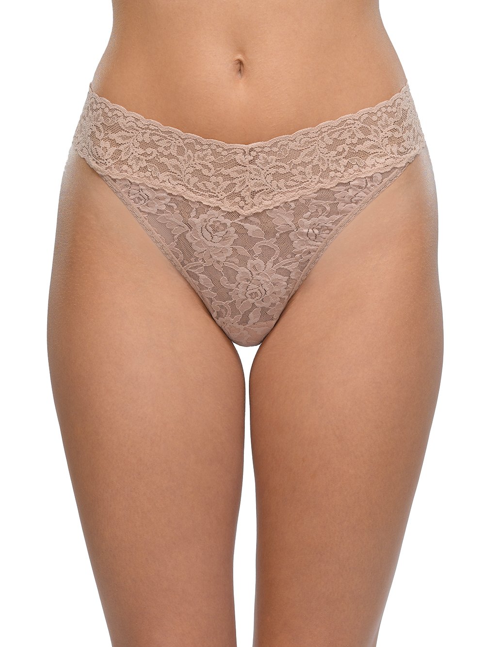 Hanky Panky Thong Taupe / One Size Signature Lace Original Rise Thong