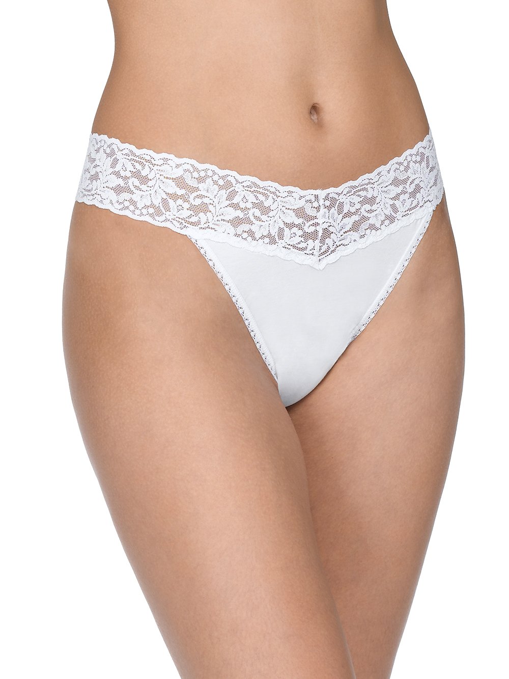 Hanky Panky Thong White / One Size SUPIMA® Cotton Original Rise Thong with Lace