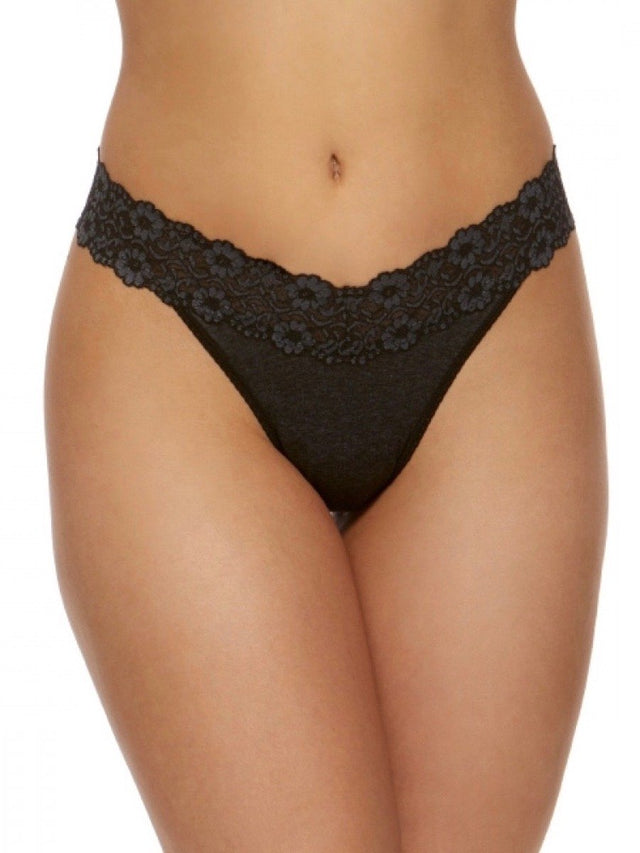 Hanky Panky THONGS ONE SIZE / Black/Heather Hanky Panky Heather Jersey Rise Thong