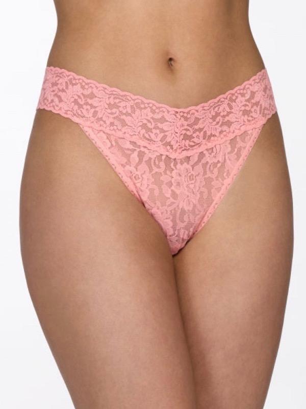 Hanky Panky THONGS ONE SIZE / Bliss Pink Sexy Sheer Lace High Rise Thong Panties
