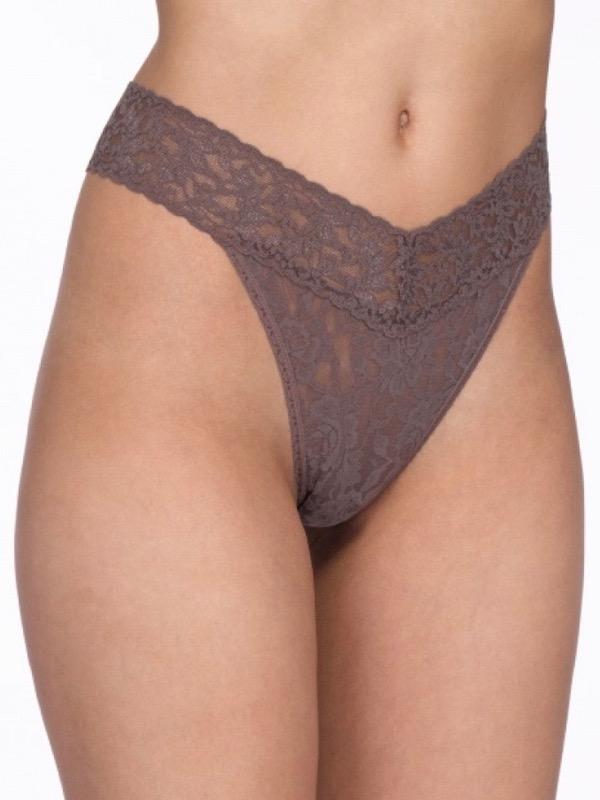 Hanky Panky THONGS ONE SIZE / Cappuccino Sexy Sheer Lace High Rise Thong Panties