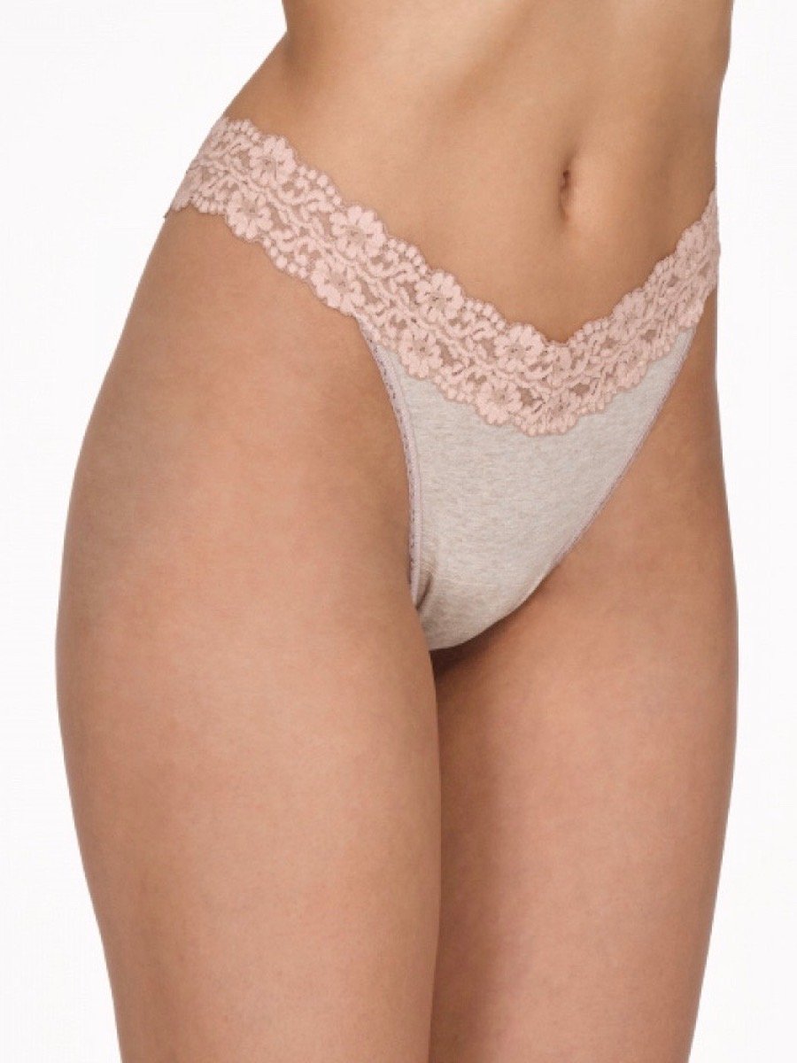 Hanky Panky THONGS ONE SIZE / Oatmeal Hanky Panky Heather Jersey Rise Thong